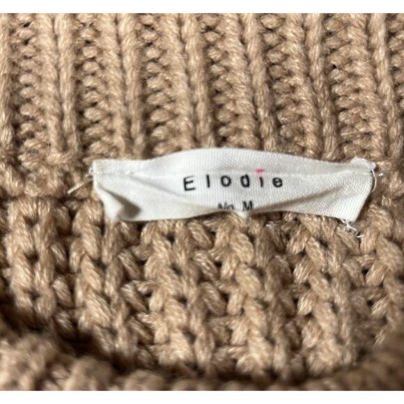 Elodie Oversized Fawn Brown Sz M Ribbed Balloon Sleeve Chunky Sweater Cozy Bulky - Picture 6 of 14
